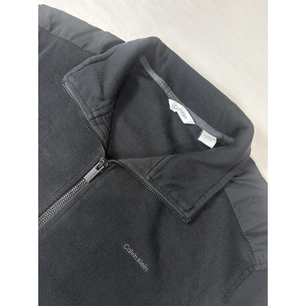Calvin Klein Black Cotton Full Zip Sweater Men's Size Large
